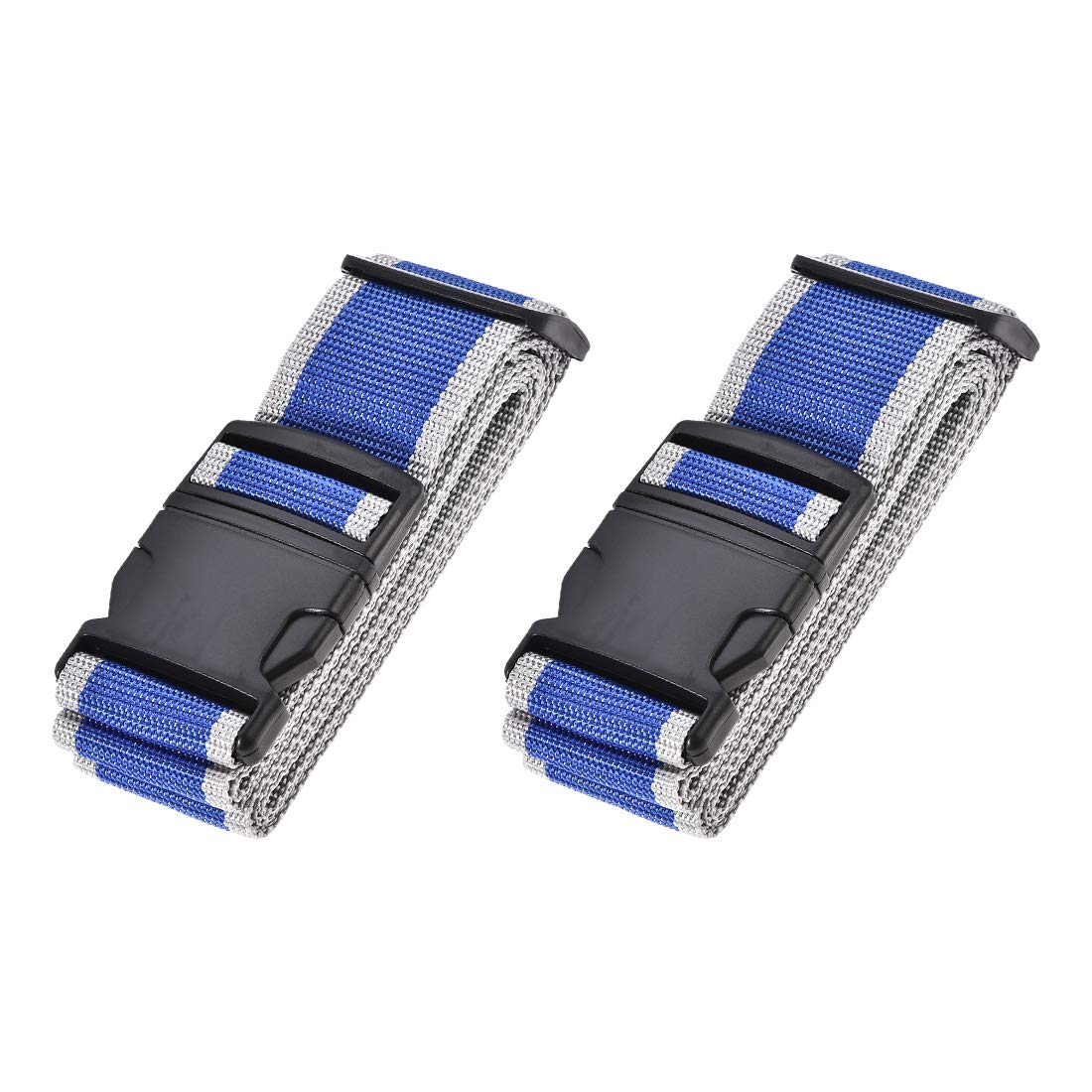 sourcing map Luggage Straps Suitcase Belts with Buckle Label, 2Mx5cm Adjustable PP Travel Bag Packing Accessories, Blue Gray 2Pcs