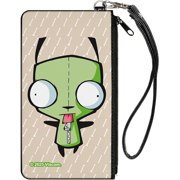 Buckle-Down Nickelodeon Invader Zim Wallet - Zip Around Vegan Leather, Detachable Wristlet, 7.5x4.5 Inches