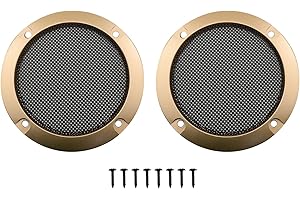 3inch Speaker Cover DGZZI 2PCS Golden Metal Mesh Grille Woofer Decorative Circle Protections with Screws, Tweeter Speaker Gri