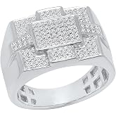 Dazzlingrock Cut White Natural Diamond Men's Flashy Micro Pave Hip Hop Ring | 0.50 Ctw | Round | 10K Real Solid Gold