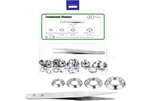 uxcell 160 Pcs Countersunk Washers, #6#8#10#12 Stainless Steel Finishing Cup Countersunk Washer Assortment Kit with Tweezers 