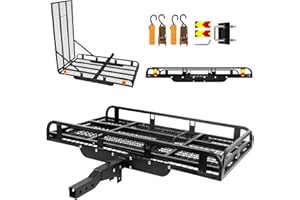 KQZZIV 800 Lbs Hitch Cargo Carrier with Ramp, 50 X 28.3 X 5 in Trailer Hitch Cargo Carrier, Hitch Mount Cargo Carrier for SUV, Pickup, Sedan - Durable Alloy Steel Material (Black)