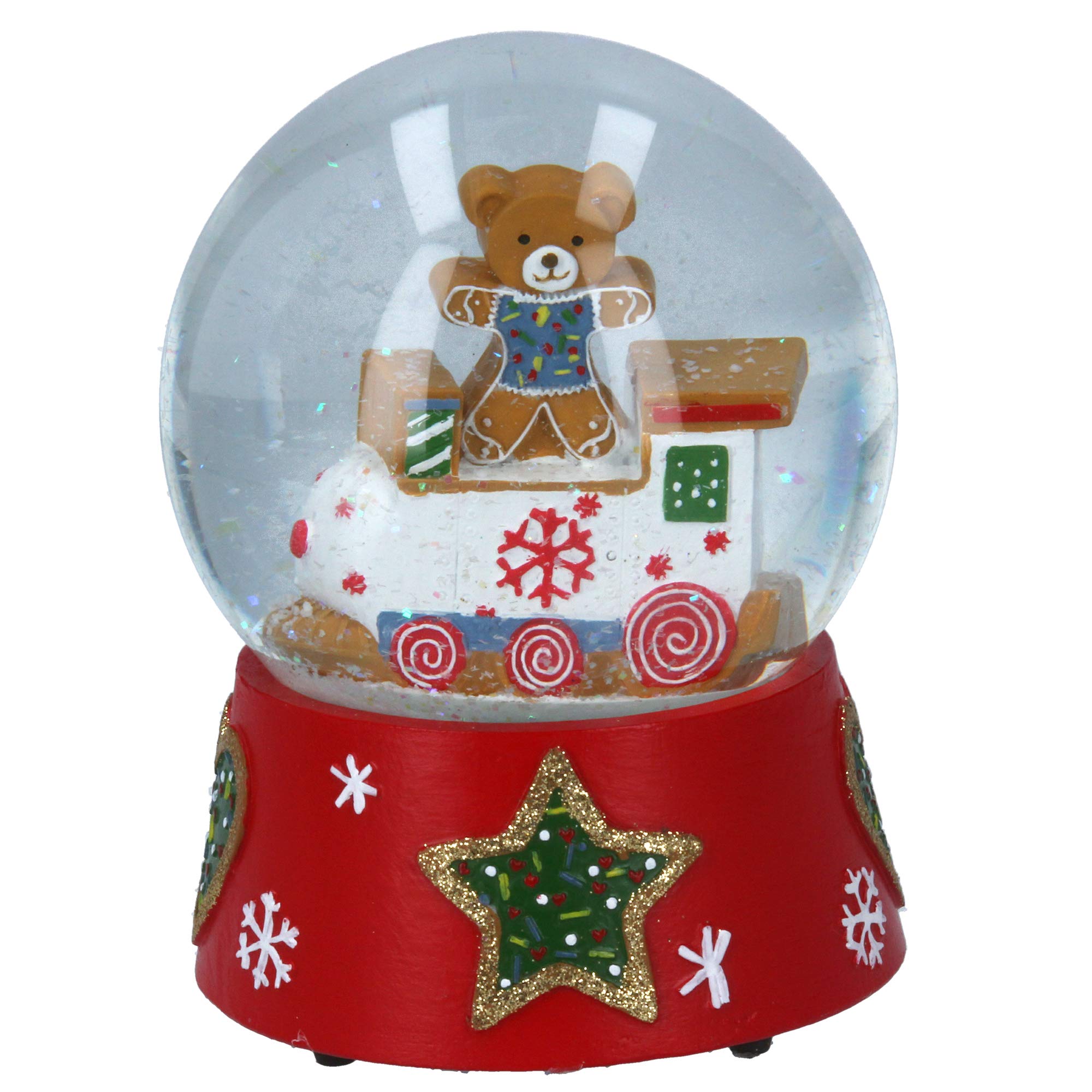 Gisela Graham Musical Christmas Snow Globe 13cm - Gingerbread Teddy/Train