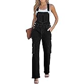 luvamia Cargo Jean Overalls for Women Wide Leg Bib Utility Stretchy Denim Jumpsuit Overall Loose 90s Trendy