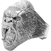 Gorilla Ring for Men, Angry Orangutan Ring Big Monkey Ring, Hip Hop Biker Men's Fashion Domineering Punk Ring, Vint- Animal Ring Jewelry - Men