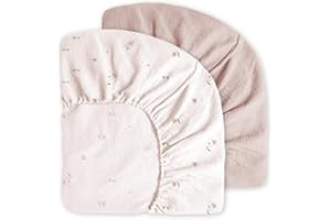 Little Grape Land Muslin Crib Sheets, 100% Cotton Sheets 2 Pack for Standard Crib and Toddler Bed Mattress, 52"x28" Soft Brea
