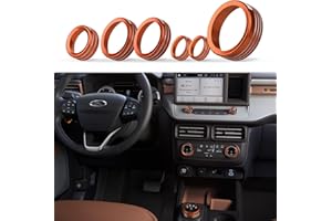 ANFOKAS 6pcs for Ford Maverick 2022 2023 2024 Accessories Car Auto Interior Center Consoles Gear Shift Knob AC Volume Headlight Knob Ring Cover Trims -Orange