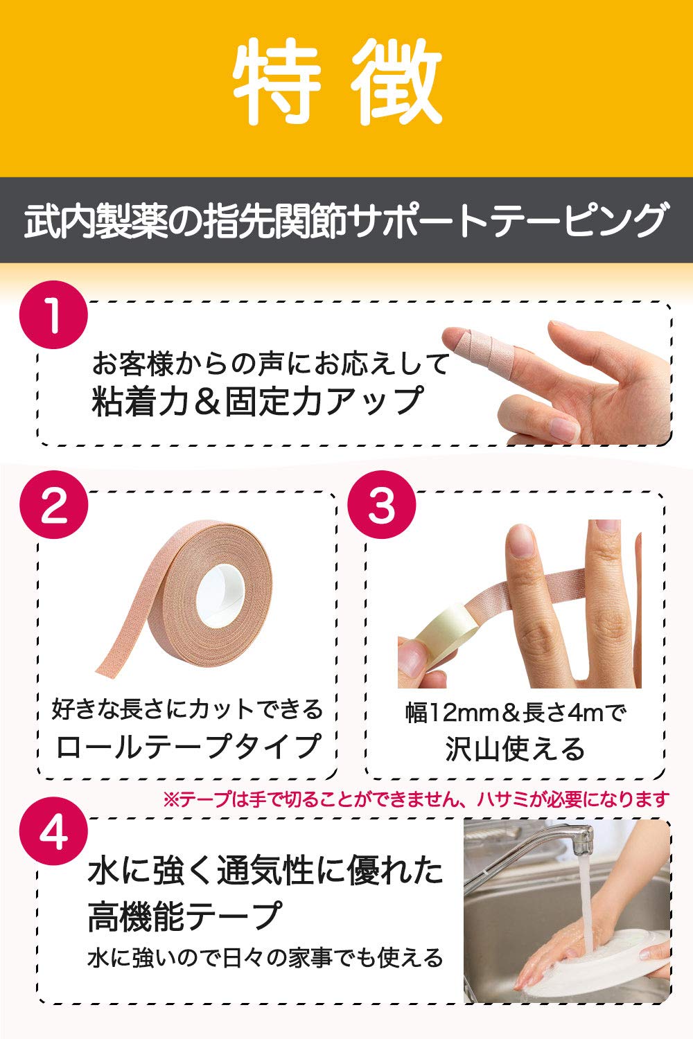 Mua 武内製薬 指先関節サポートテーピング 伸縮 防水 3個セット 12mm 4m へバーデン結節 指 サポーター Tren Amazon Nhật Chinh Hang 21 Fado