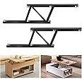 2 Pcs Folding Lift Up Top Coffee Table Hinge,Coffee Table Lift Top Hardware, Table Lift Up Top Hinge, Folding Lift Up Top Table Mechanism,Black(Steel)