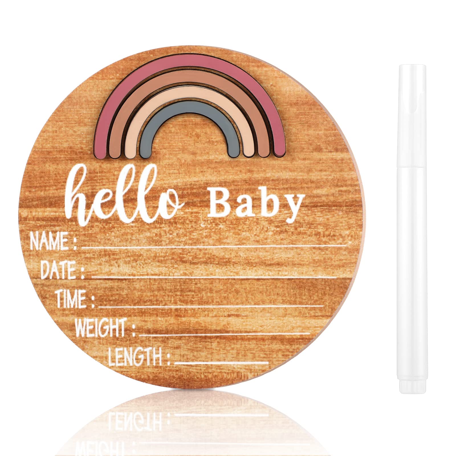 Wooden Baby Birth Announcement Sign Rainbow Baby Name Sign with Marker ...