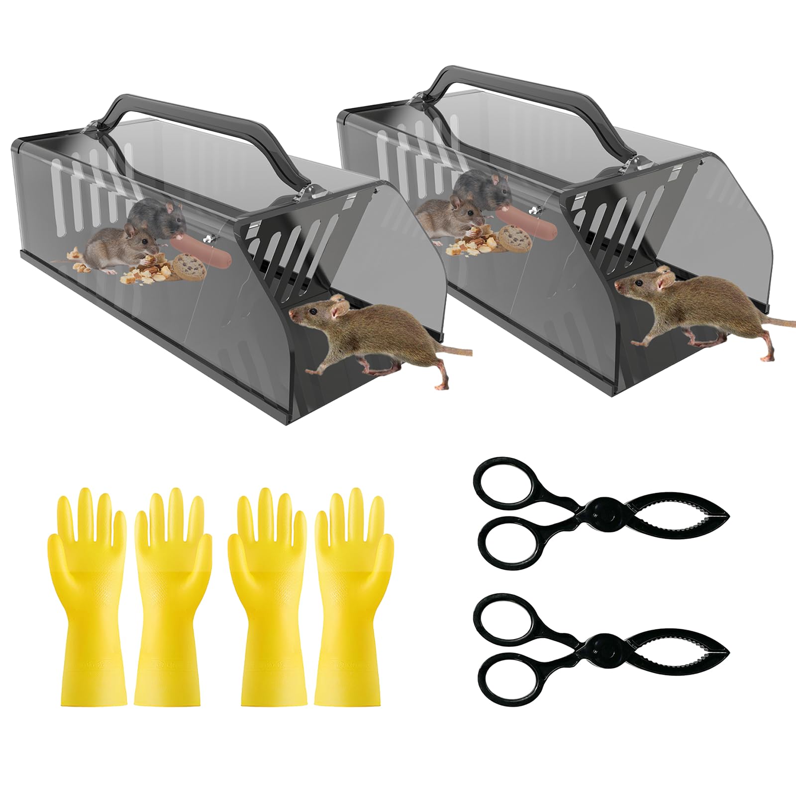Photo 1 of 2 Pack Humane Rat Trap, Live Animal Trap Outdoor & Indoor Use, Reusable Automatic Continuous Mouse Cage Rodent Trap for Mice, Rats, Chipmunks, Voles, Easy Catch & Release