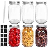 32 oz Wide Mouth Mason Jars, 1000ml Glass Jars with Metal Airtight Lids Clear Containers Canning Jars for Storage Overnight O