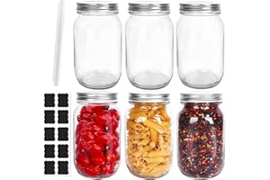 32 oz Wide Mouth Mason Jars, 1000ml Glass Jars with Metal Airtight Lids Clear Containers Canning Jars for Storage Overnight O
