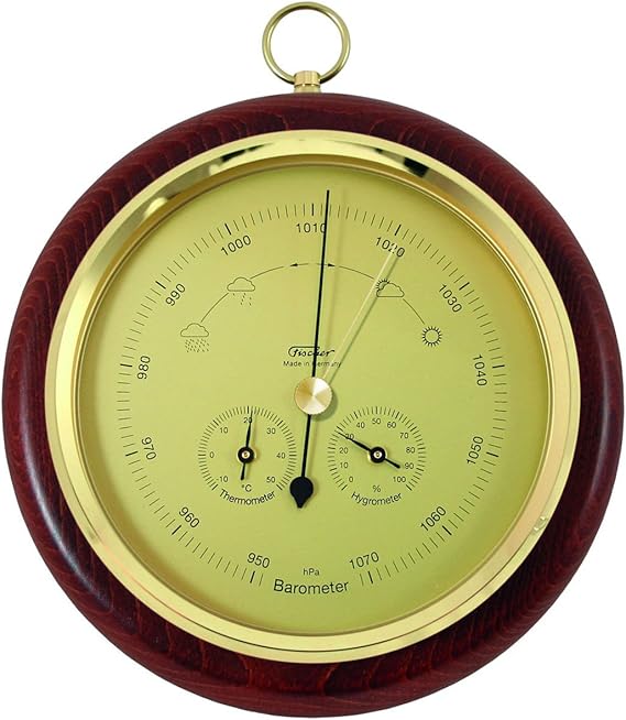 Baromètre combinée avec thermomètre et un hygromètre, véritable acajou