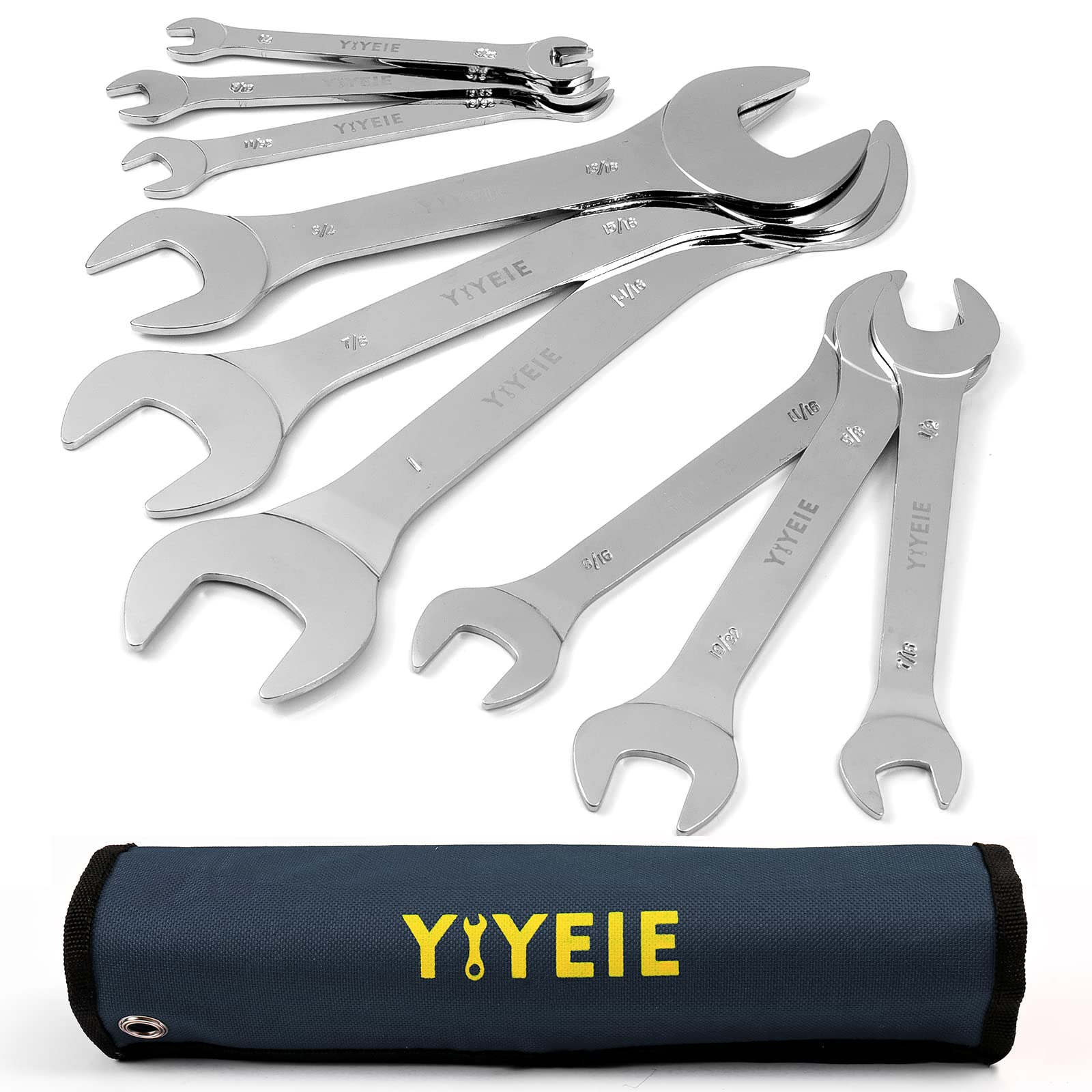 YIYEIE Super-Thin Open End Wrench Set, 9-Piece