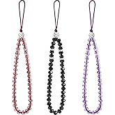 Weewooday 3 Pieces Cell Phone Lanyard Strap Phone Charm Bling Crystal Beads Hand Wrist Lanyard Strap Beaded Women's Wristlet