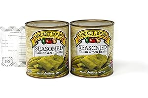 Margaret Holmes Seasoned Italian Green Beans, 27oz Can, 2 Pack Bundled with a JFS Recipe card