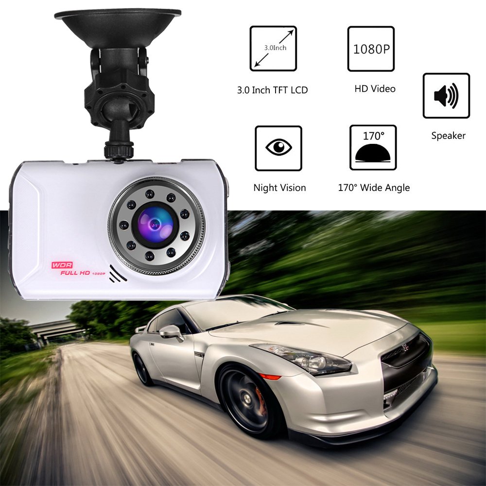 Dash Cam,3.0\'\' Full HD 1080P 170 Wide Angle Car Dashboard Camera,Built- in Microphone Vehicle Videos Recorder with IR night vision, G-Sensor, Motion Detection, Loop Recording
