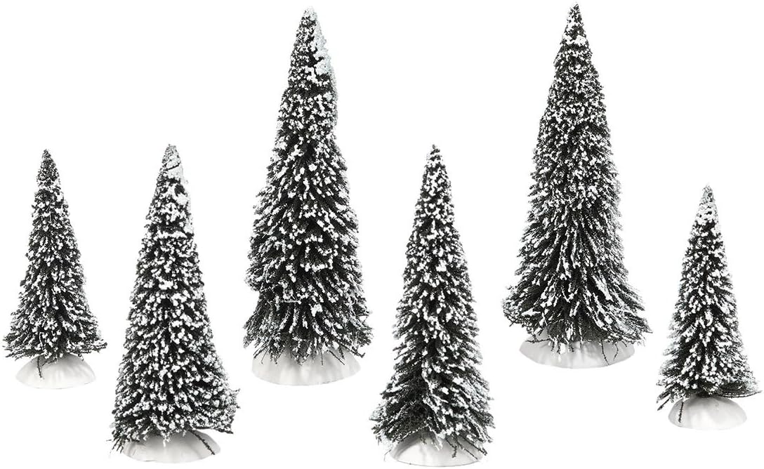 Amazon Com Department 56 Accessories For Villages Snow Covered Pine Trees Accessory Figurine 2 17 Inch Set Of 6 Home Kitchen