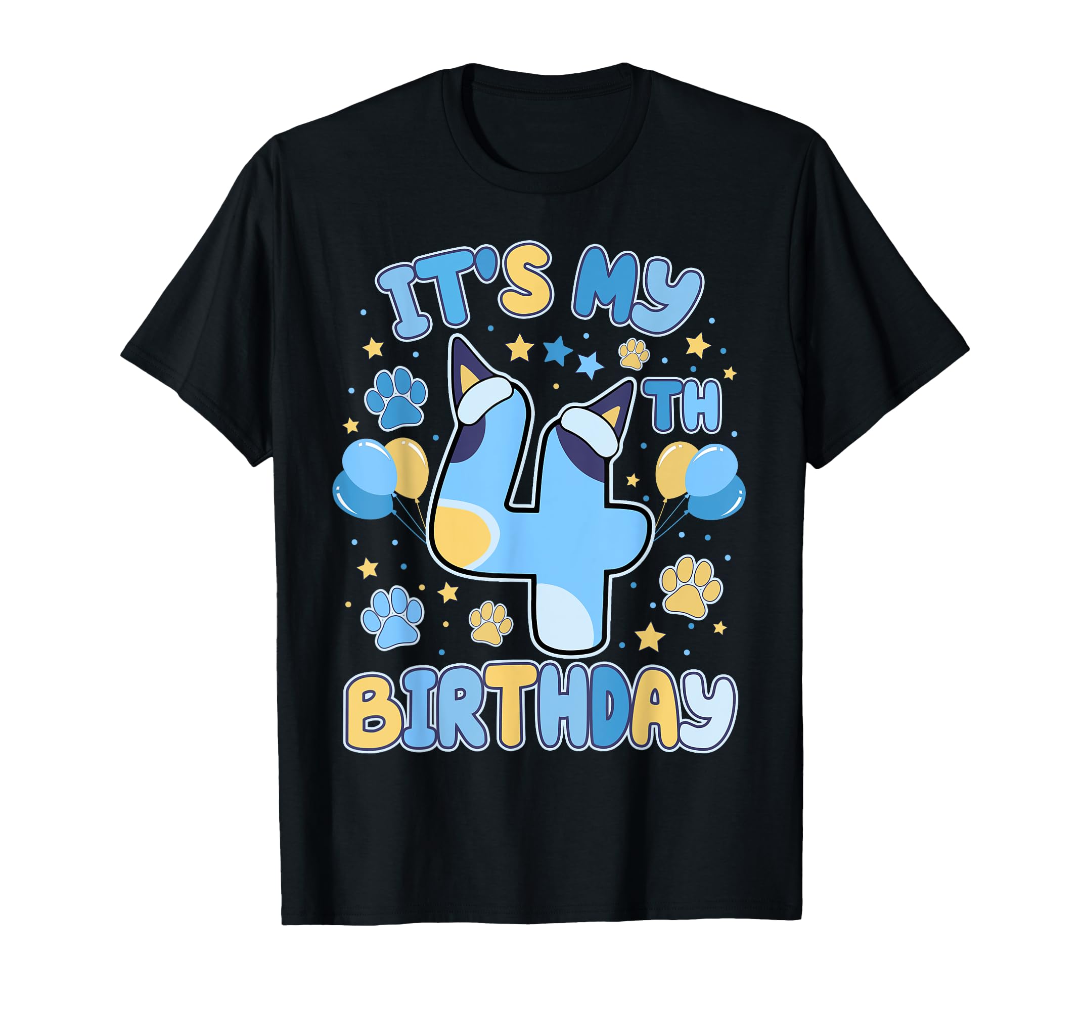 Photo 1 of 4th Birthday Boy Blue Dog Theme Party Four Cool 4 Year Old T-Shirt XS