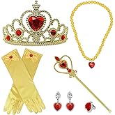 Jashem Princess Dress Up Costume Accessories Gift Set for Princess Cosplay Gloves Tiara Wand and Necklace(Blue) (belle-yellow)