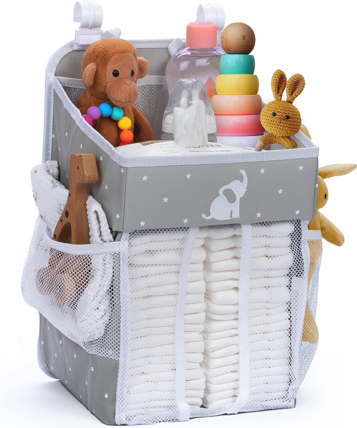 Cradle Star Hanging Changing Table Organizer - Nursery Organizer with Multiple Compartments - Hanging Storage Door - 43 x 23 x 23 cm - Grey