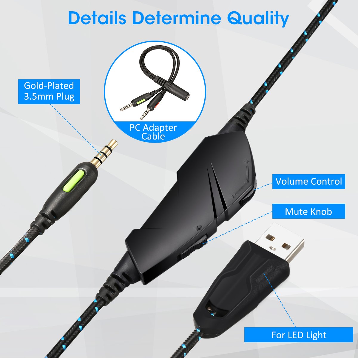 Gaming Headset, ELEGIANT Gaming Kopfhörer Bügelkopfhörer Over Ear Headphone LED Light Bass Stereo rein Surround Tonqualität 3.5MM Klinke mit drehbarem Mikrofon für Pro PS4 Xbox One Switch PC Computer Laptop Tablet Mac Handys Smartphone