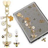 Koazava 3Pcs Kindle Charm Chains Set, Including Dust Plug Charm Type C/USB C, Cute Bee Honeycomb Charms for Woman Girl Book Lover, Bee &amp; Daisy Decors &amp; Accessories Compatible for E-Reader Phone Tablet
