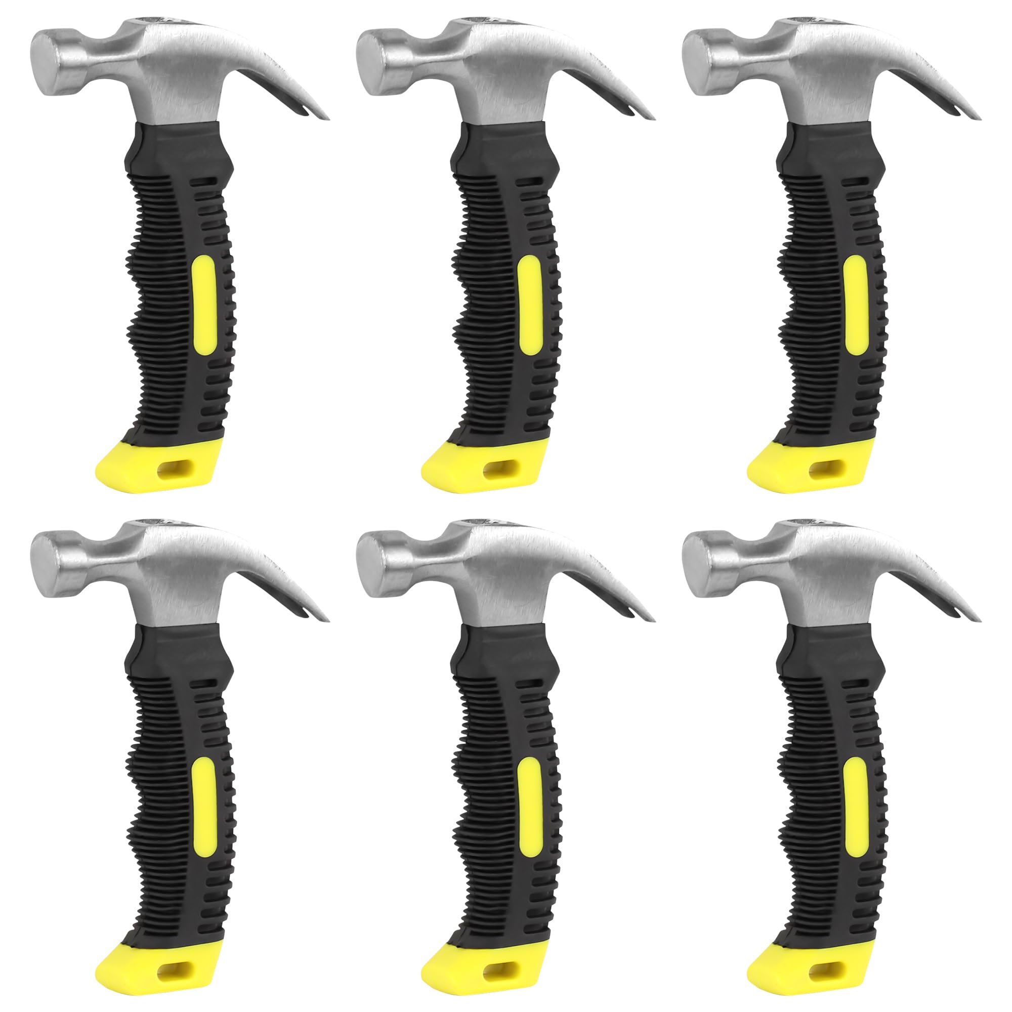 WENLISELL 6 PCS 8oz Stubby Claw Hammers, Mini Claw Hammer with Anti-Slip Handle, Small Stubby Hammer for DIY, Home, Camping, Framing Jewelry Making