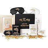 Mr and Mrs Honeymoon Travel Gift Set, Includes Embroidered Passport Covers, Luggage Tags, Eye Masks, Honeymoon Sand Keepsake Jar, Picture Frame, Honeymoon Funds Envelope (Classic)