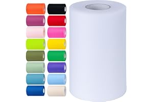 AEGERO White Tulle Fabric Rolls 6 Inch by 100 Yards (300 feet) Tulle Roll Spool Fabric for DIY Tutu Skirt Baby Shower Birthday Party Wedding Decorations Christmas Craft Supplies (White)