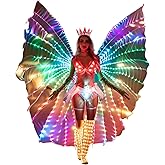 SHINYOU LED Isis Wings Glow Light Up Belly Dance Costumes with Sticks Performance Clothing Carnival Halloween