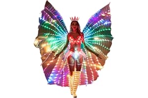 SHINYOU LED Isis Wings Glow Light Up Belly Dance Costumes with Sticks Performance Clothing Carnival Halloween
