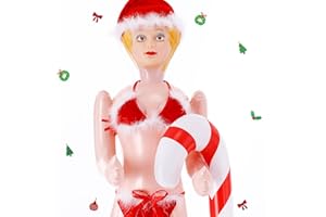 PullCrease Christmas 59" Blow up Mannequin with Red Santa Costume Set and Inflatable Candy Cane No Moving Part Inflatable Mannequin Supplies Gift for Xmas Holiday Accessories (Cassie)