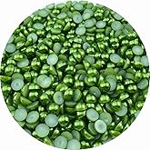 LIMAOLLY 700pcs 8mm Flatback Half Pearls Round Crafts Beads for Jewelry Making DIY Scrapbook Shoes Clothes Cup Nail Art Decoration(Dark Green)