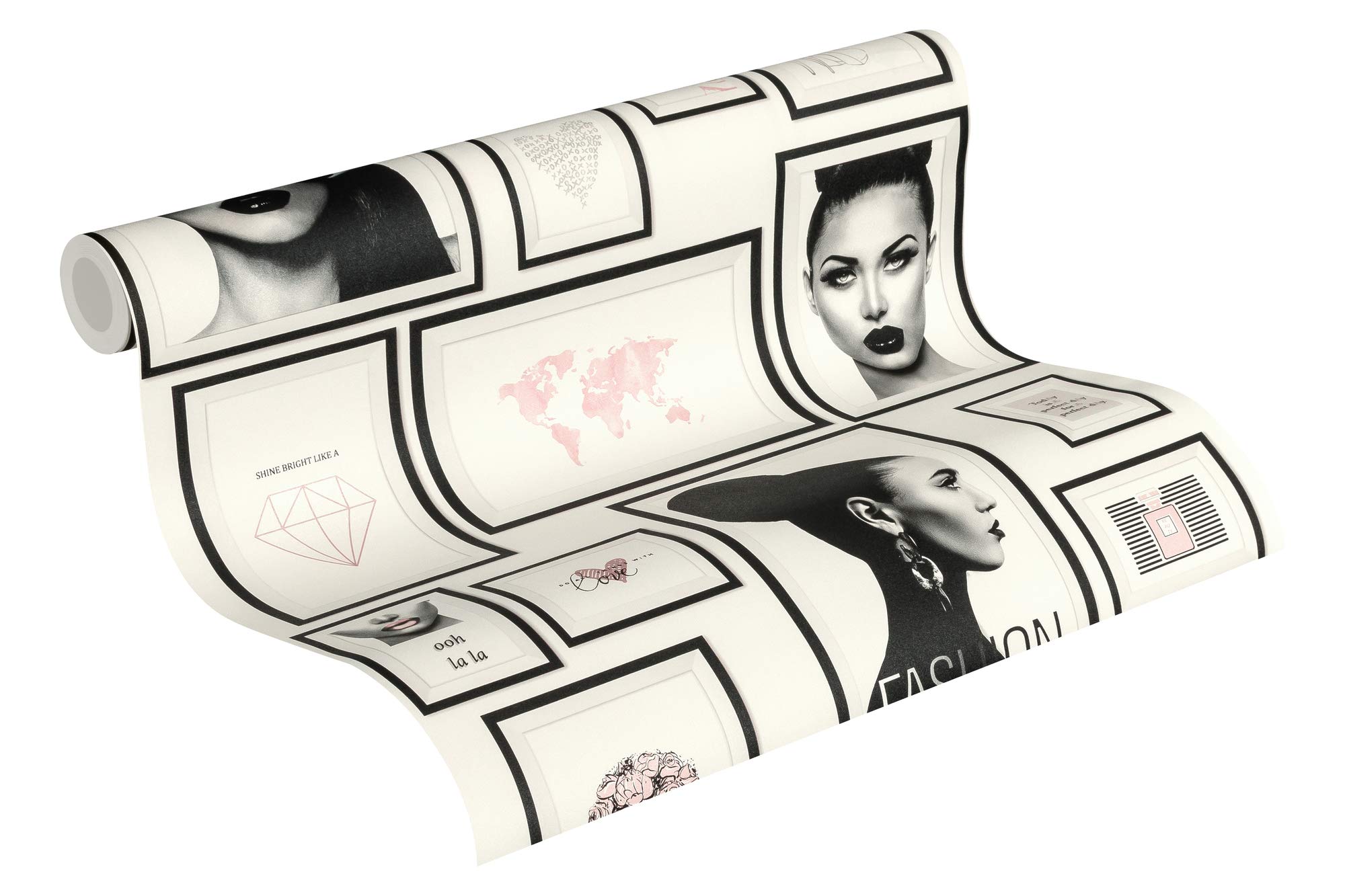 Livingwalls Fancy Wallpaper Metropolitan Stories Non-Woven Lola - Paris 10.05 m x 0.53 m Black White Grey Made in Germany 369181 36918-1