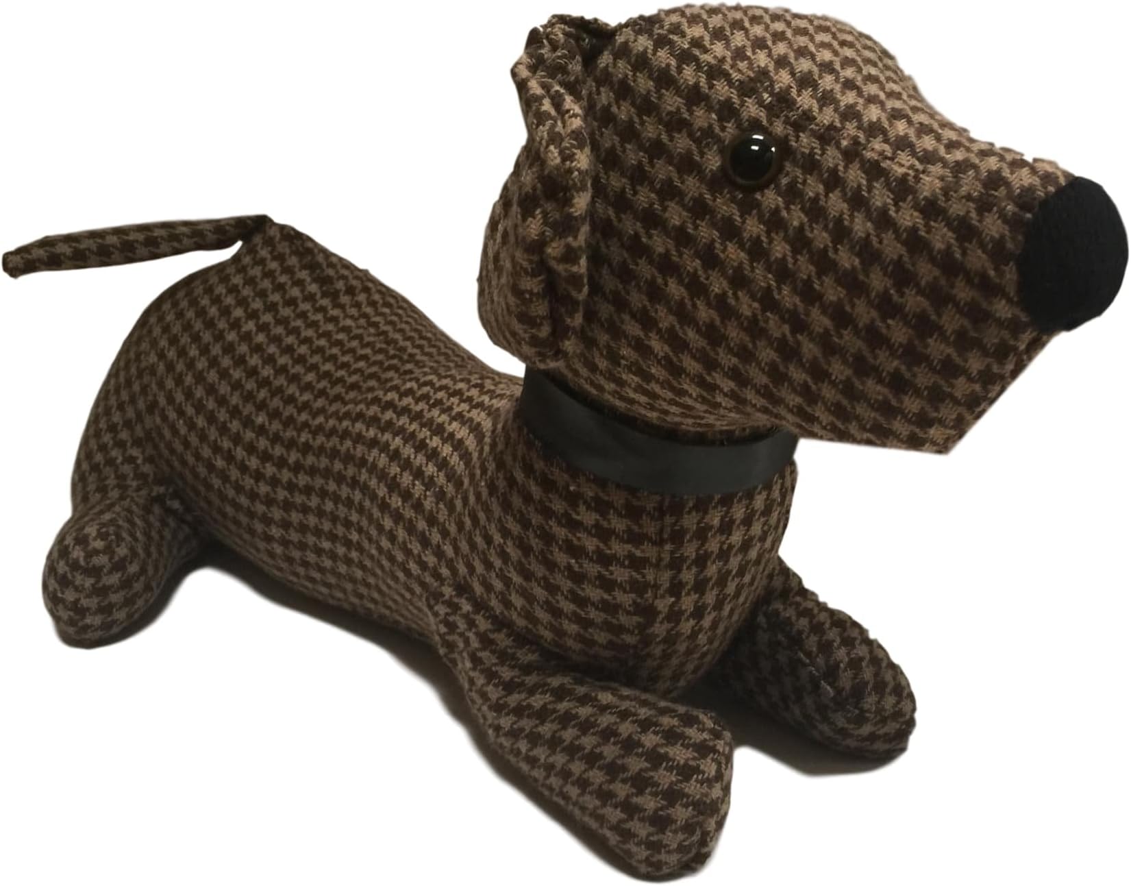 Brown Plaid Long Dachshund Weiner Dog Door Stopper 15"