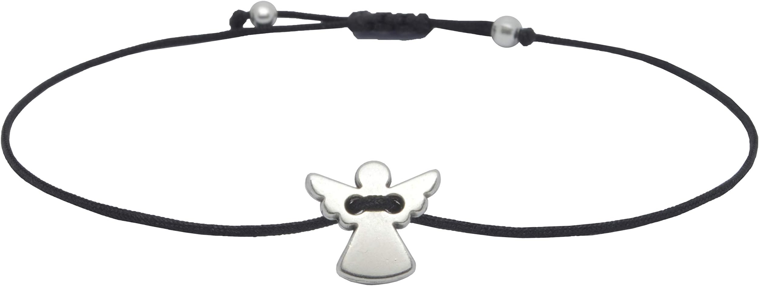 Guardian Angel Lucky Bracelet, Silver/Black, Delicate Bracelet as Lucky Charm
