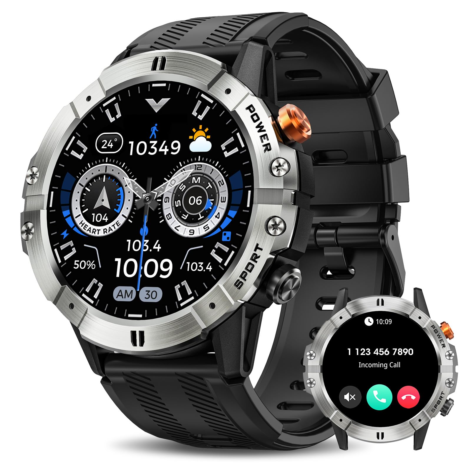 Smart Watches For Men Bluetooth Call Military Smart Watch Waterproof Smart Watches For Men Bluetooth Call Military Smart Watch Waterproof