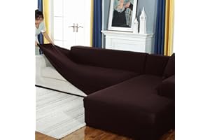 HELWYTH STANDARD Couch Covers L Shaped Sectional,Sectional Sofa L Shape,Purefit Super Stretch Sofa Slipcover,Thick Couch Covers for 1 2 3 4 Seater, Sectional Sofa L Shape (Coffee, L-Shape:3 Seater+3 Seater)