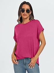 AUTOMET Womens Summer Tops Oversized Short Sleeve