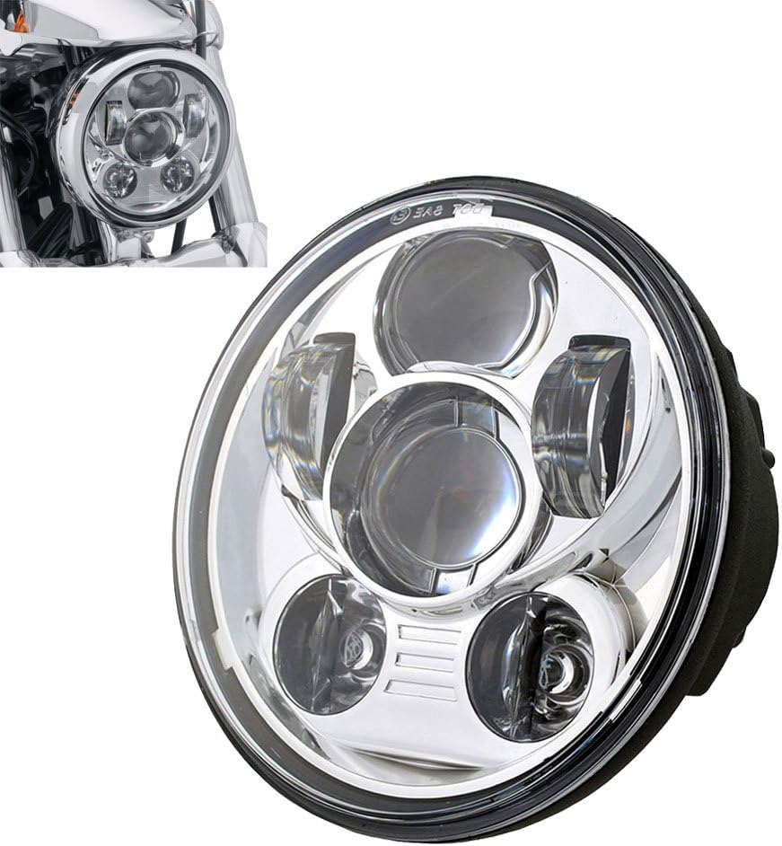 HUMTOU 5.75" 5 3/4 Inch Chrome Daymaker LED Headlight for Harley Davidson Motorcycles