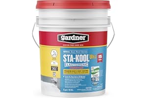 Gardner-Gibson Sta-Kool 15-Year Turbo-Dri Elastomeric Roof Coating, White, 5 Gal., Flexible White Acrylic Roof Coating, Reflective Finish Keeps Cool, Great for RV