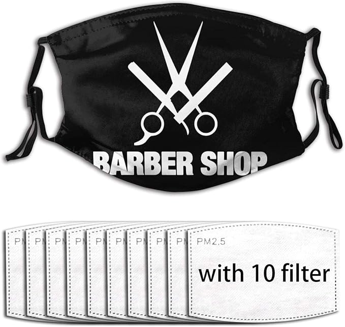 Barber Shop Máscara facial unisex ajustable, reutilizable, lavable