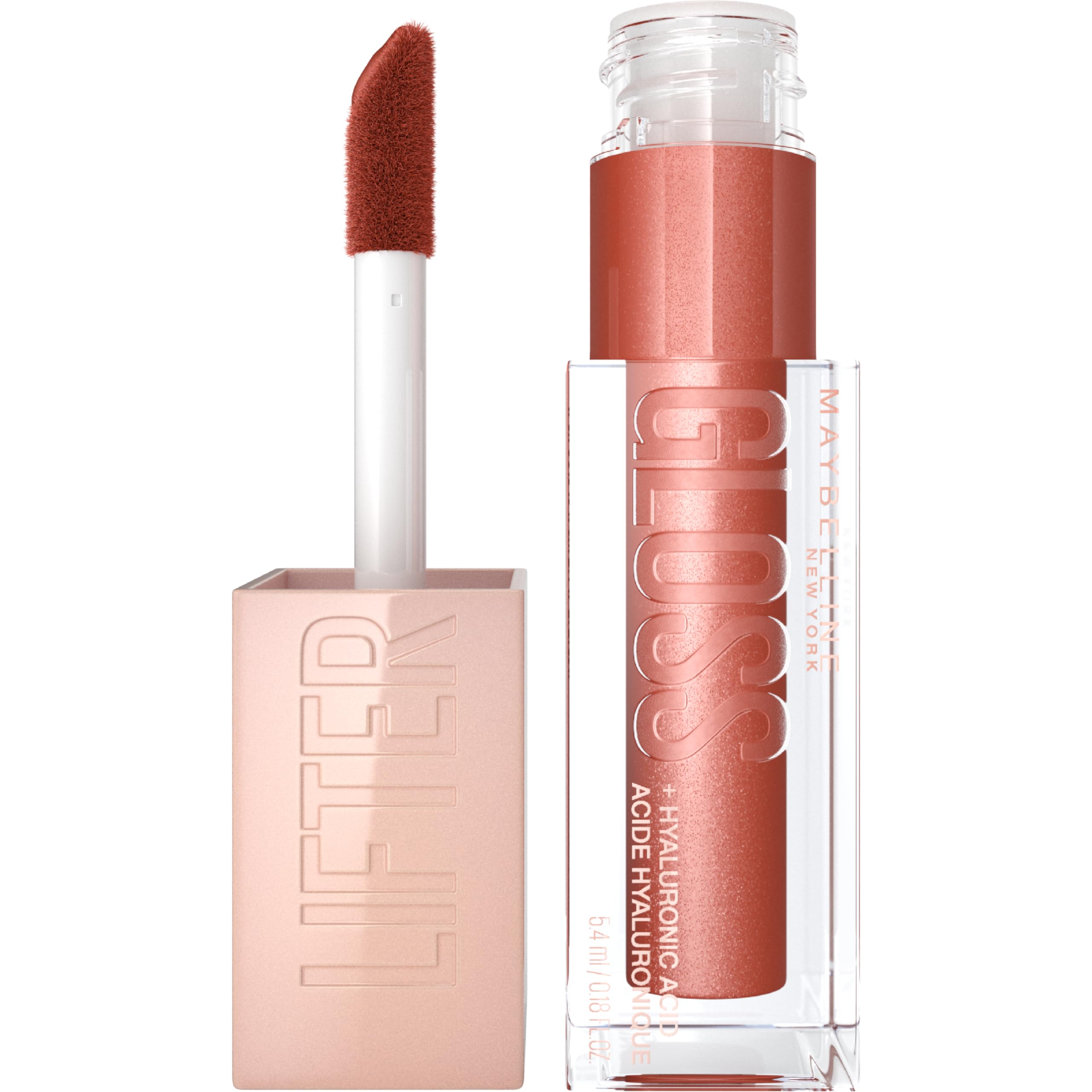 Photo 1 of Maybelline Lifter Gloss, Hydrating Lip Gloss with Hyaluronic Acid, High Shine for Plumper Looking Lips, Topaz, Terracotta Neutral, 0.18 Ounce