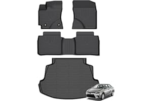 AZYT Floor Mats & Cargo Liner for Toyota Corolla 2019-2014 (only Sedan) Set All Weather Automotive TPE Liners Set Anti-Slip Waterproof Floor Liners Accessories (Car Mats+Trunk Mat) Black