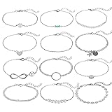Softones 12pcs Simple Silver Gold Bracelets for