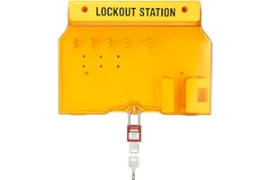 Boviisky Lockout Tagout Station, Loto Station for 8 Safety Padlocks, Lockout and tagout Station with 1 Padlock and no Other Loto Products, Wall Mounted Lockout and tagout kit with Cover for Storage