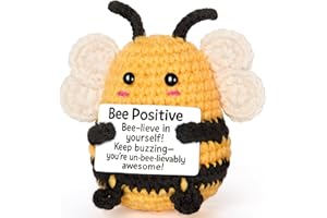 FLIIPFLAAP Positive Crochet Animals Bee Gift - Handmade Emotional Support Crochet Plush for Women, Men, Friends, Coworkers, Teachers – Uplifting Encouragement Gift for Birthday, Graduation, Christmas