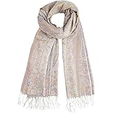 Ciormis Two Tone Silky Paisley Pashmina Shawl Scarf,Soft Women's Rave Jacquard Pashminas Wrap Scarves